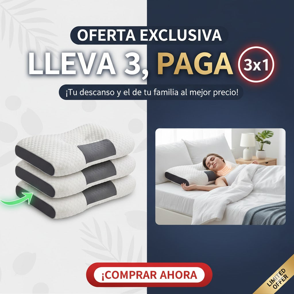 3x1 ALMOHADA CERVICAL ORTOPÉDICA PREMIUM